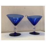 2cnt Baccarat Vega Martini Glasses Cobalt Blue