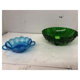 VTG Emerald Green 3 Footed Anchor Hocking Glass