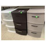 3cnt Storage Drawers, one missing handles