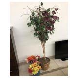 Faux Tree, Flowers, Flower Pots