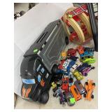Die Cast Cars, Car Carrier,  & Track