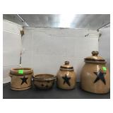 4 Decorative Canisters, Bowls