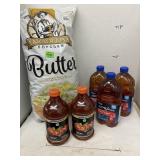 Gourmet Popcorn, V8 Juice, Apple Cider