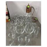 Vintage Glass Carafe Copper Lid Coffee Pitcher &