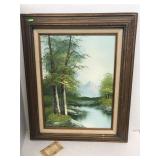 Signed Vintage oil Painting w Tag, approx 19 x 23