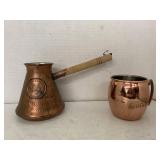 Copper coffee pot and Metal Cup