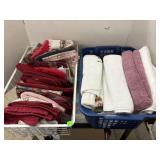 2 Baskets Of Towels & Misc
