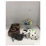 Misc Lot - Dog Figurine, Decor, Cross Necklaces