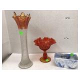 Vase, ruffled Pedestal dish, and planter