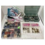 Assorted buttons, rivets, zipper accessories, &