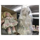 Wedding Bear, porcelain cabbage Patch Doll, misc