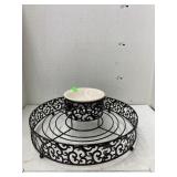 Metal serving tray with bowl