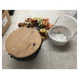 Wreath, Baskets one With hinged wooden lid