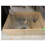 Wooden Box with Glasses