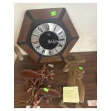 Welby MCM Clock - works & 2 Wooden MCM Wall Art