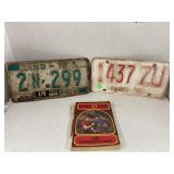 Vntg license plates & Hardy Boy book