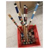 Croquet Pieces and Crate