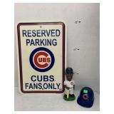 Plastic Cubs Parking Sign, Sammy Sosa Bobble Head