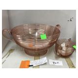 Pair of Vntg pink anchor hacking bowls