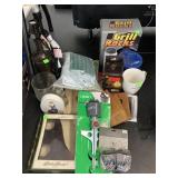 Lamps, sprinkler, glass mug, switch plates, grill