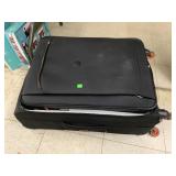 Suitcase with misc Blankets and Rug