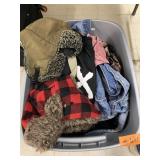 Tote of clothes, Hats, Misc