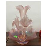 Fenton Velva Rose 4- horn Epergne flower vase