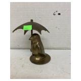 Brass penguin w/ umbrella