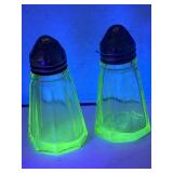 Uranium Glass Salt n Pepper Shakers