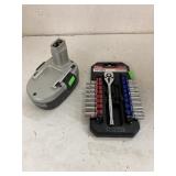 Ratchet socket set & Worx 18V battery