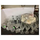 Large Glass Lot, Punch bowl, Cruets