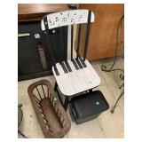 Chair, Magazine Rack, and Trashcan