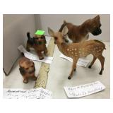4 Animal Decorations, Dogs and Deer