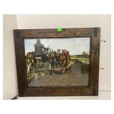 Framed Amish plowing picture