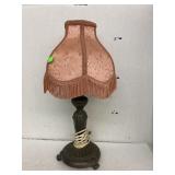 Metal lamp, fringed shade