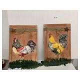 2cnt Rooster and Chicken Decor