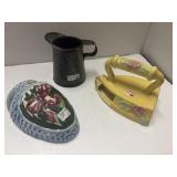 2 Wall Sconce Planters & Small Granite Pitcher