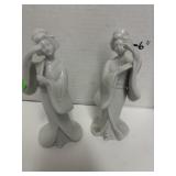 HOMCO Pair of White Porcelain Geisha Figurines