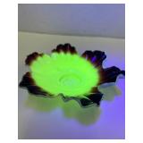 ANTIQUE VICTORIAN URANIUM CUSTARD GLASS RUFFLE