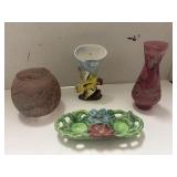 Vintage Items Lot w/ Bird Wall Sconce, Glass