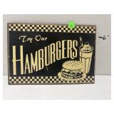 Metal Sign - Try Our Hamburgers