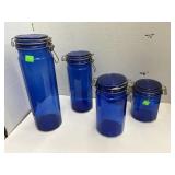 Blue Glass Canisters