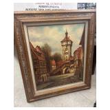 Framed Signed Painting on Canvas approx 32 x 28.5