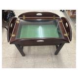 Butler Coffee Table w/ Glass Top Serving Tray
