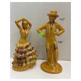 Vintage Ceramic Flamenco Dancers Statues