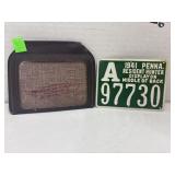 VINTAGE PENNA. TIN HUNTING LICENSE 1941
