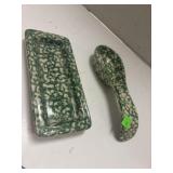 Roseville Ohio Green Sponge ware pieces