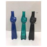 3cnt Cat Glass Bottles