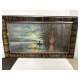 Framed Art Print - The Hunters Camp Fire - Approx