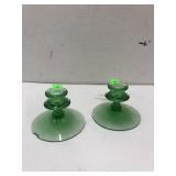 Uranium Glass Candle Holders - Chip in 1